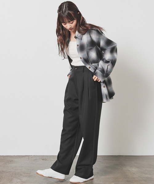 Honeys（ハニーズ）の「チェックゆるシャツ（シャツ/ブラウス・レディース・ブラック×グレー/ホワイト×グレー/ブルー系その他3/ブラック×グリーン・S/M/LL/L）」の6枚目の写真