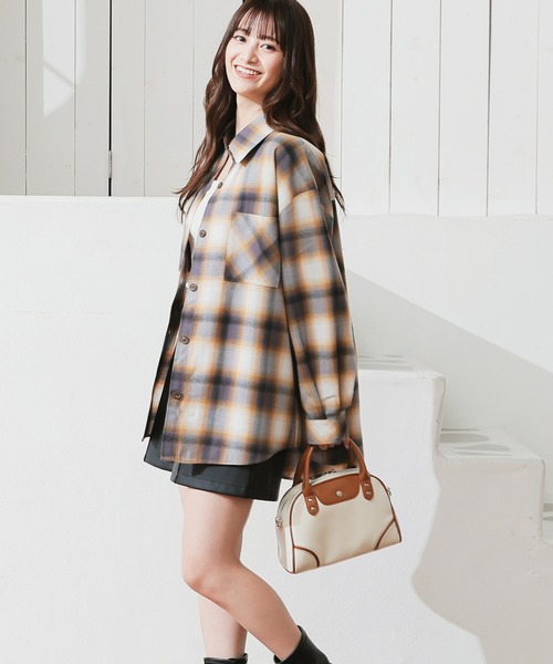 Honeys（ハニーズ）の「チェックゆるシャツ（シャツ/ブラウス・レディース・ブラック×グレー/ホワイト×グレー/ブルー系その他3/ブラック×グリーン・S/M/LL/L）」の10枚目の写真