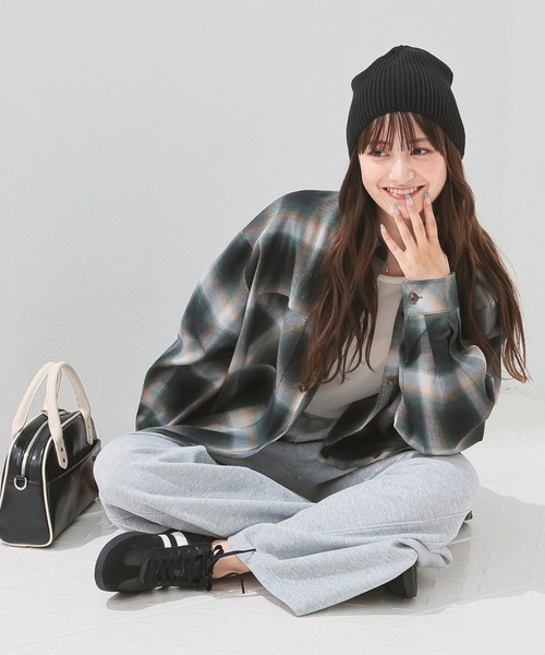 Honeys（ハニーズ）の「チェックゆるシャツ（シャツ/ブラウス・レディース・ブラック×グレー/ホワイト×グレー/ブルー系その他3/ブラック×グリーン・S/M/LL/L）」の12枚目の写真