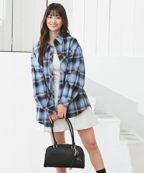 Honeys（ハニーズ）の「チェックゆるシャツ（シャツ/ブラウス・レディース・ブラック×グレー/ホワイト×グレー/ブルー系その他3/ブラック×グリーン・S/M/LL/L）」の18枚目の写真