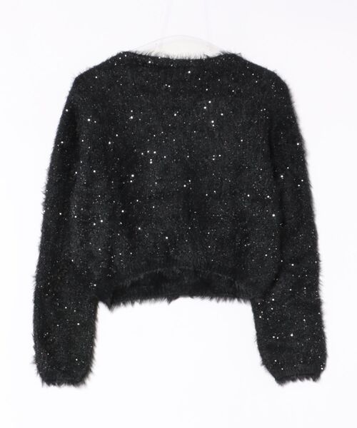 Lace Ladies(レースレディース)の「シャギー スパンコール オープンカット ニット プルオーバー(ニット/セーター・レディース・グレー/アイボリー/ブラック/ホワイト・FREE)」の5枚目の写真