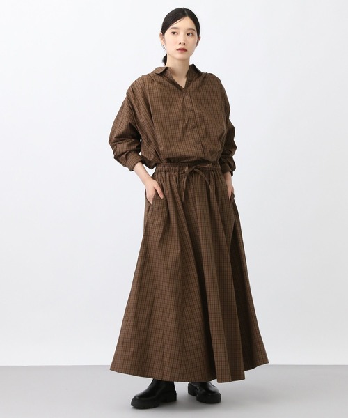 studio CLIP（スタディオクリップ）の「《natural by clip》CRミニチェックフレアスカート（スカート・レディース・グレー/ブラウン・FREE）」の9枚目の写真