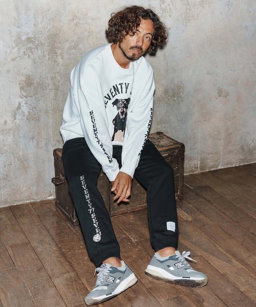 mp14173-brushed lining long pants(break logo) スウェットパンツ