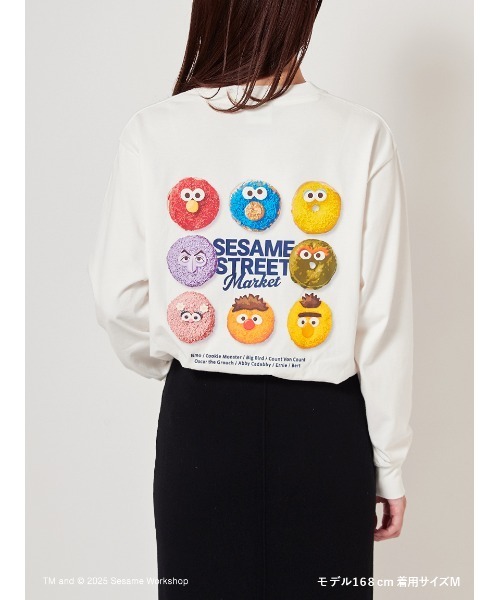 SESAME STREET(セサミストリート)の「【CAFE SWEETS】【UNISEX】ロングTシャツ(DONUT)(Tシャツ/カットソー・レディース・ホワイト/ラベンダー・M/L)」の3枚目の写真