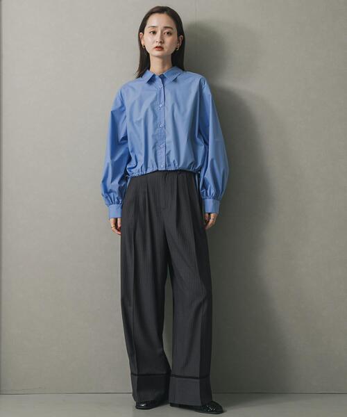 SENSE OF PLACE by URBAN RESEARCH（センスオブプレイスバイアーバンリサーチ）の「クロップドバルーンシャツ（シャツ/ブラウス・レディース・ライトブルー/オフホワイト/ブラック系その他・ONE）」の7枚目の写真