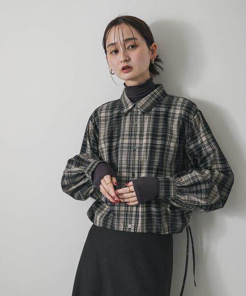 SENSE OF PLACE by URBAN RESEARCH（センスオブプレイスバイアーバンリサーチ）の「クロップドバルーンシャツ（シャツ/ブラウス・レディース・ライトブルー/オフホワイト/ブラック系その他・ONE）」の17枚目の写真