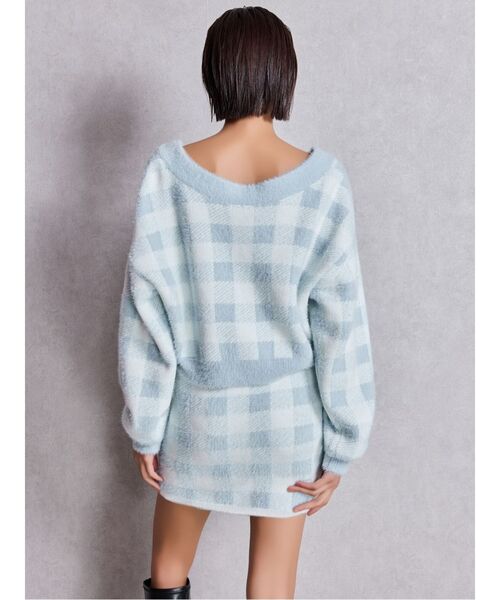 GYDA（ジェイダ）の「CHECK shaggy ニットスカートライクショートパンツ（スカート・レディース・スカイブルー/ブラック/アイボリー・FREE）」の22枚目の写真