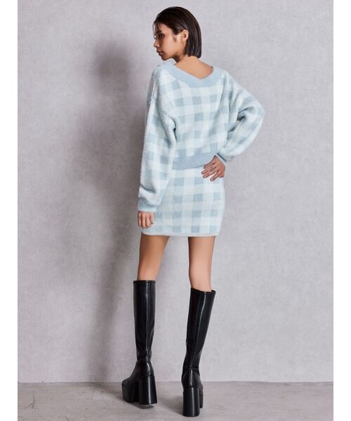 GYDA（ジェイダ）の「CHECK shaggy ニットスカートライクショートパンツ（スカート・レディース・スカイブルー/ブラック/アイボリー・FREE）」の20枚目の写真