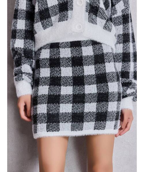 GYDA（ジェイダ）の「CHECK shaggy ニットスカートライクショートパンツ（スカート・レディース・スカイブルー/ブラック/アイボリー・FREE）」の19枚目の写真