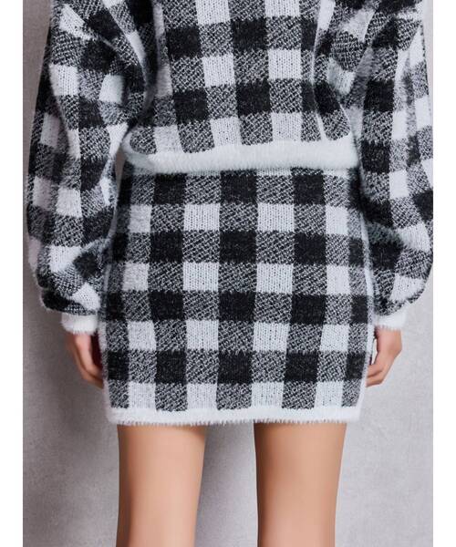 GYDA（ジェイダ）の「CHECK shaggy ニットスカートライクショートパンツ（スカート・レディース・スカイブルー/ブラック/アイボリー・FREE）」の18枚目の写真