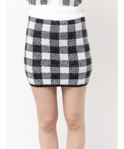 GYDA（ジェイダ）の「CHECK shaggy ニットスカートライクショートパンツ（スカート・レディース・スカイブルー/ブラック/アイボリー・FREE）」の13枚目の写真