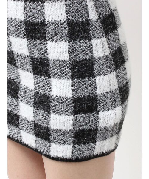 GYDA（ジェイダ）の「CHECK shaggy ニットスカートライクショートパンツ（スカート・レディース・スカイブルー/ブラック/アイボリー・FREE）」の9枚目の写真