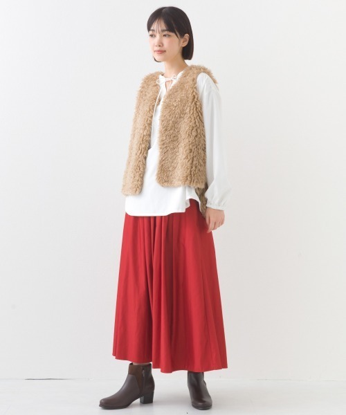 OMNES（オムネス）の「ノーカラープードルファージレベスト（ベスト・レディース・ブラウン/ダークグレー/ベージュ・FREE）」の11枚目の写真