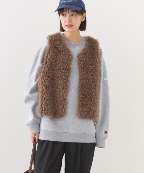 OMNES（オムネス）の「ノーカラープードルファージレベスト（ベスト・レディース・ブラウン/ダークグレー/ベージュ・FREE）」の13枚目の写真