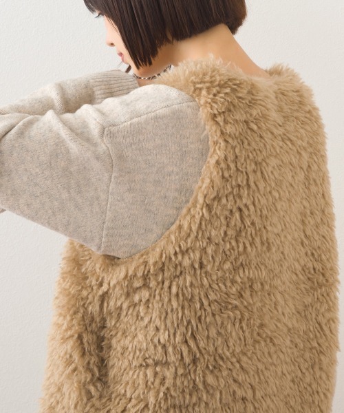 OMNES（オムネス）の「ノーカラープードルファージレベスト（ベスト・レディース・ブラウン/ダークグレー/ベージュ・FREE）」の21枚目の写真