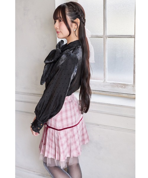 Suyunn(スユン)の「裾チュール付きリボン切り替えチェックプリーツスカート(スカート・レディース・グレー/ピンク・M)」の16枚目の写真