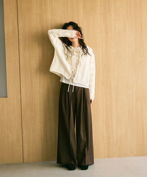 セール】Lace knit 2way knit top / レース編み2wayニットトップス