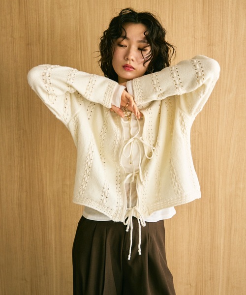 Lace knit 2way knit top / レース編み2wayニットトップス