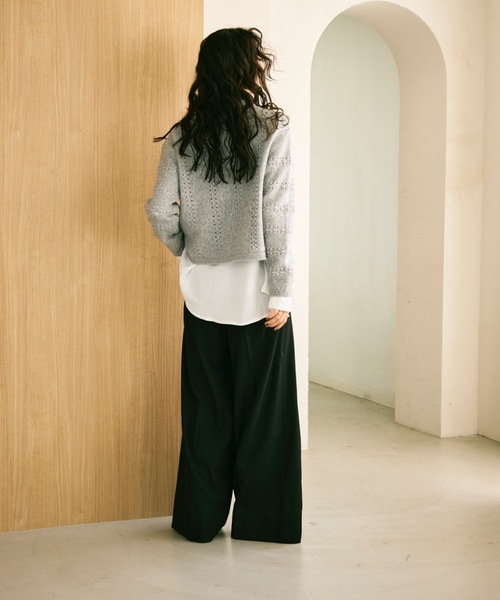 セール】Lace knit 2way knit top / レース編み2wayニットトップス