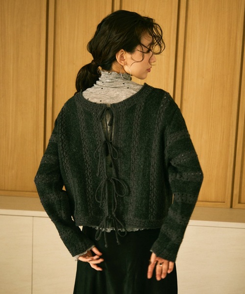 Lutim by u（ルチバイユー）の「Lace knit 2way knit top / レース編み