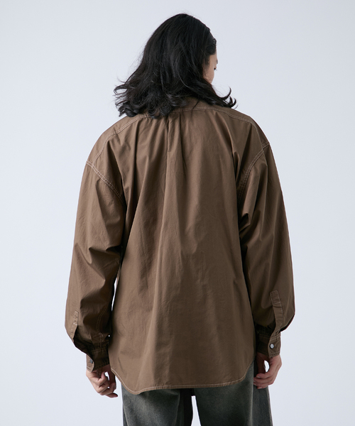 B.C STOCK（ベーセーストック）の「オーバーダイ加工 ステッチオーバーシャツ（シャツ/ブラウス・メンズ・ネイビー/ブラウン・MEDIUM/LARGE）」の11枚目の写真