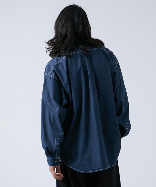 B.C STOCK（ベーセーストック）の「オーバーダイ加工 ステッチオーバーシャツ（シャツ/ブラウス・メンズ・ネイビー/ブラウン・MEDIUM/LARGE）」の17枚目の写真