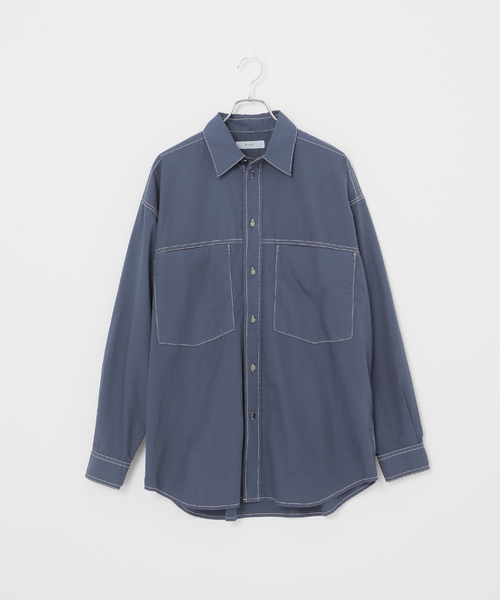 B.C STOCK（ベーセーストック）の「オーバーダイ加工 ステッチオーバーシャツ（シャツ/ブラウス・メンズ・ネイビー/ブラウン・MEDIUM/LARGE）」の15枚目の写真