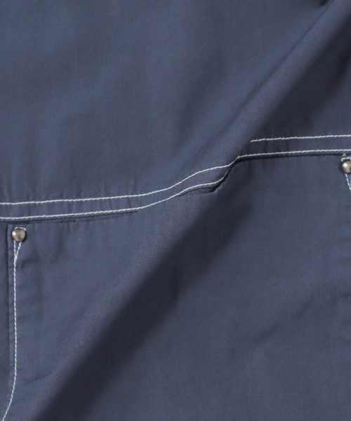 B.C STOCK（ベーセーストック）の「オーバーダイ加工 ステッチオーバーシャツ（シャツ/ブラウス・メンズ・ネイビー/ブラウン・MEDIUM/LARGE）」の7枚目の写真