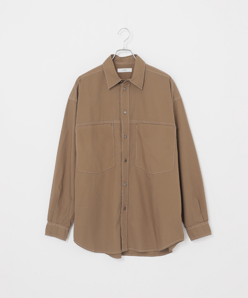 B.C STOCK（ベーセーストック）の「オーバーダイ加工 ステッチオーバーシャツ（シャツ/ブラウス・メンズ・ネイビー/ブラウン・MEDIUM/LARGE）」の9枚目の写真