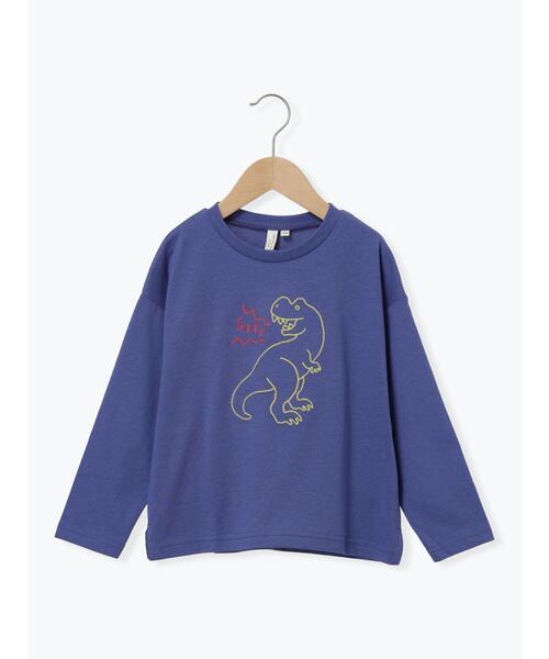 Samansa Mos2 Lagom（サマンサモスモスラーゴム）の「恐竜刺繍ロンT（Tシャツ/カットソー・キッズ・ボルドー/グリーン/ブルー・100/110/120/95/130）」の2枚目の写真