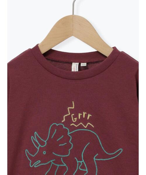 Samansa Mos2 Lagom（サマンサモスモスラーゴム）の「恐竜刺繍ロンT（Tシャツ/カットソー・キッズ・ボルドー/グリーン/ブルー・100/110/120/95/130）」の5枚目の写真