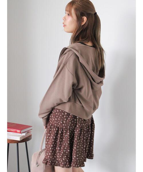 ehka sopo（エヘカソポ）の「ショート丈ジップパーカー（Tシャツ/カットソー・レディース・グリーン/チャコールグレー/モカ/ネイビー/キナリ・F）」の4枚目の写真