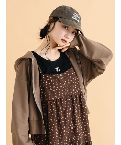 ehka sopo（エヘカソポ）の「ショート丈ジップパーカー（Tシャツ/カットソー・レディース・グリーン/チャコールグレー/モカ/ネイビー/キナリ・F）」の7枚目の写真