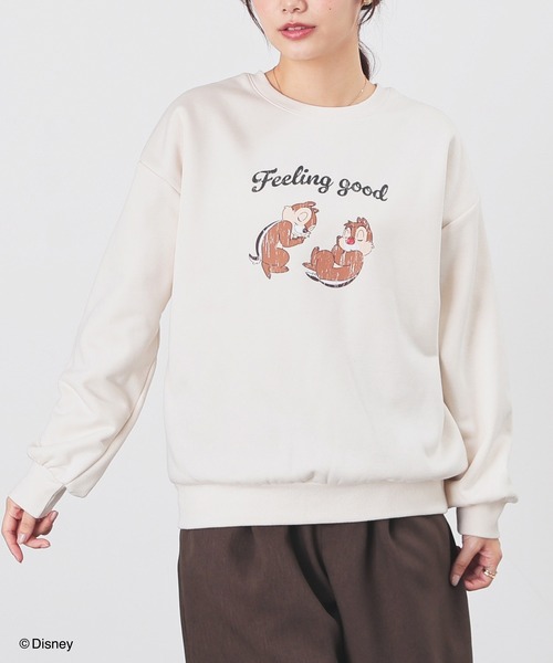 Honeys(ハニーズ)の「【ハニぽか】ディズニー/ゆるトップス(スウェット・レディース・アイボリー/ピンク/グリーン/スミクロ/杢グレー・LL/S/M/L)」の12枚目の写真