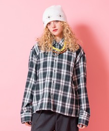 a.p.o.v. オーバーサイズクロップド丈チェックネルシャツ