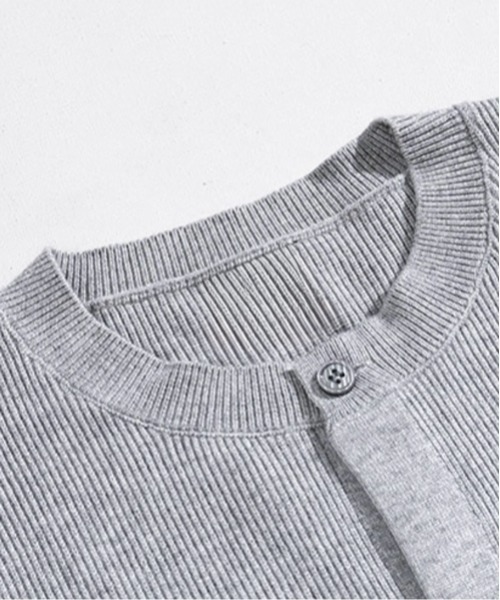 NOWLE（ノウル）の「【NOWLE】リブ編み クルーネック ニット カーディガン（カーディガン/ボレロ・メンズ・グレー・MEDIUM/LARGE/X-LARGE）」の21枚目の写真