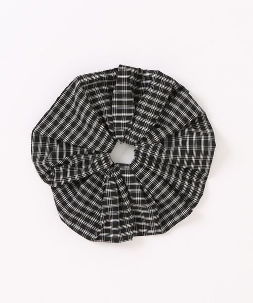 正規品 CHANEL♡チェック柄シュシュ シャネル シュシュ&ヘアバンド ココリボンスカーフ シルク 黒X白