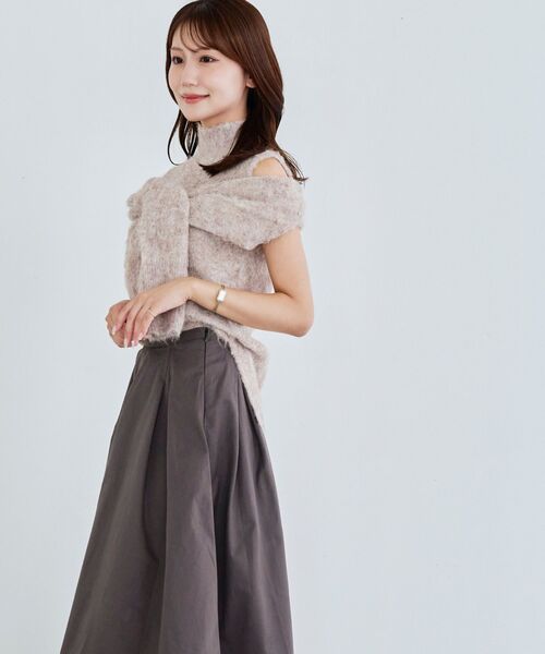cle blatt（クレブラット）の「ボレロ付き3wayニット（ニット/セーター・レディース・グレー/モカ/ベージュ・MEDIUM）」の15枚目の写真