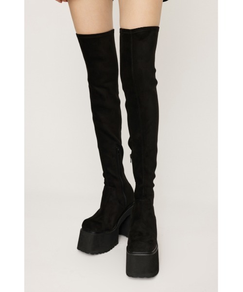 SLY(スライ)の「VOLUME CHUNKY SOLE K/H BOOTS ボリューム チャンキーソール ニーハイブーツ(ブーツ・レディース・ブラック・SMALL/MEDIUM/LARGE)」の1枚目の写真