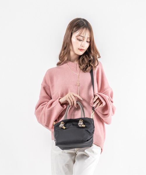 VIOLAd'ORO(ヴィオラドーロ)の「【VIOLAd'ORO/ヴィオラドーロ】ノットハンドル ナイロントートバッグ BIANCA XSサイズ(ショルダーバッグ・レディース・ブラック系その他/ブラック/グレー系その他/ベージュ系その他/チャコールグレー・FREE)」の14枚目の写真