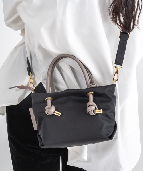 VIOLAd'ORO(ヴィオラドーロ)の「【VIOLAd'ORO/ヴィオラドーロ】ノットハンドル ナイロントートバッグ BIANCA XSサイズ(ショルダーバッグ・レディース・ブラック系その他/ブラック/グレー系その他/ベージュ系その他/チャコールグレー・FREE)」の20枚目の写真