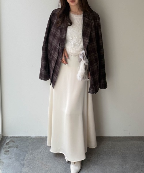 RANAN（ラナン）の「レイヤードデザインダブルジャケット（テーラードジャケット・レディース・チェック/ベージュ/ブラック・S/M/L/LL）」の21枚目の写真