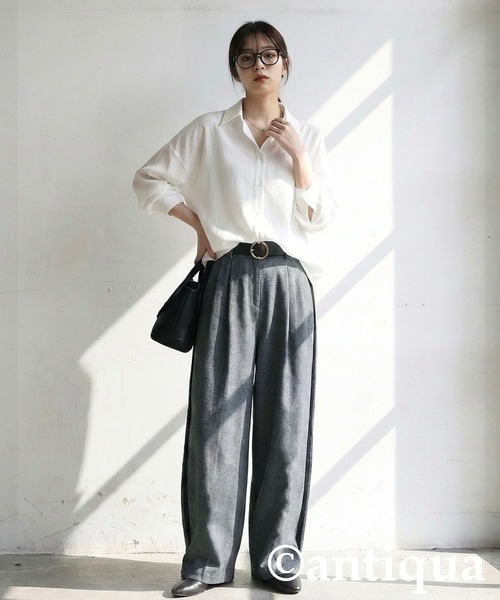 antiqua(アンティカ)の「テープライン ワイドパンツ(その他パンツ・レディース・ブラック/グレー・MEDIUM/LARGE)」の9枚目の写真
