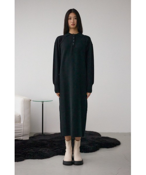 セール】格上げ ポロカラーニットワンピース（ワンピース）｜AZUL BY