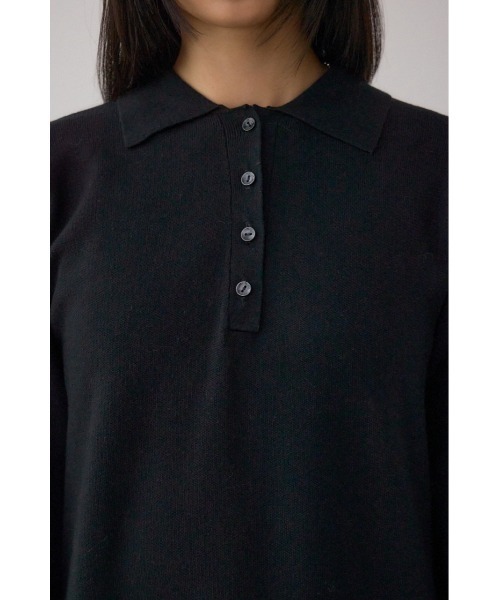 AZUL by moussy(アズールバイマウジー)の「格上げ ポロカラーニットワンピース(ワンピース・レディース・ブラック/ブラウン・SMALL/MEDIUM)」の9枚目の写真