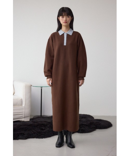 AZUL by moussy(アズールバイマウジー)の「格上げ ポロカラーニットワンピース(ワンピース・レディース・ブラック/ブラウン・SMALL/MEDIUM)」の17枚目の写真