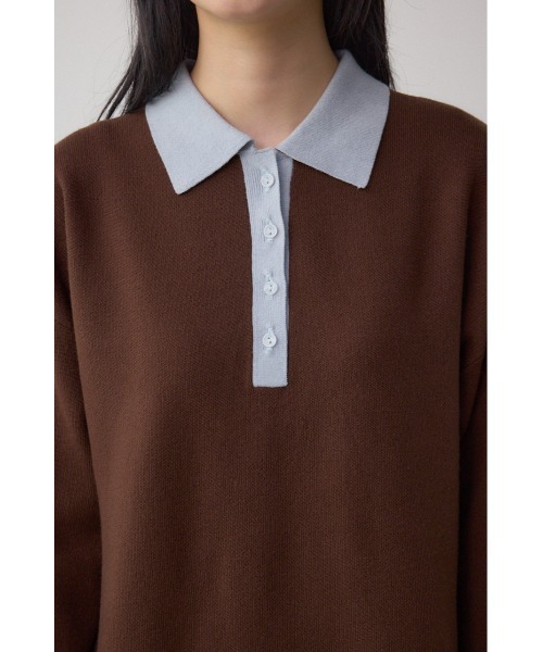 AZUL by moussy(アズールバイマウジー)の「格上げ ポロカラーニットワンピース(ワンピース・レディース・ブラック/ブラウン・SMALL/MEDIUM)」の20枚目の写真