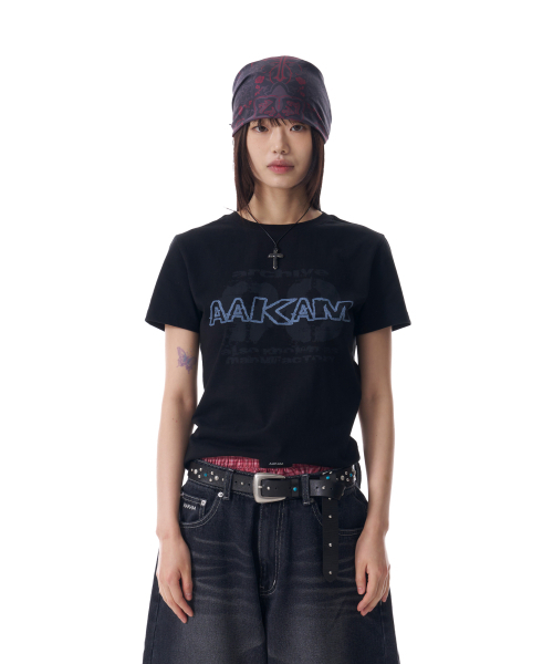 AAKAM（アーカム）の「Painted 98 Half Top (Black)（Tシャツ/カットソー・レディース・その他・1/2）」の2枚目の写真