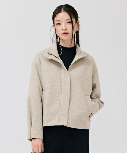 CHASECULT（チェイスカルト）の「女性ウールライクハイネック半コート-ベージュ（チェスターコート・レディース・Beige・90/85）」の3枚目の写真