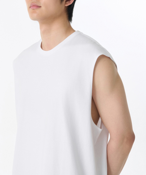 MUSINSA STANDARD（ムシンサスタンダード）の「オーバーサイズスリーブレストップ [ホワイト]（Tシャツ/カットソー・メンズ・その他・X-LARGE/XX-LARGE/SMALL/MEDIUM/LARGE）」の9枚目の写真